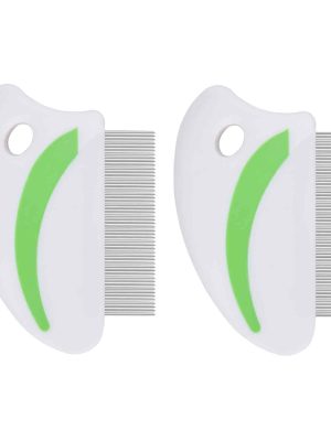 2 Pack Flea Lice Comb, Stainless Steel Dog Cat Grooming Combs with Rounded Teeth, Professional Pet Tear Stain Remover, Dematting Tool for Small, Medium & Large Pets