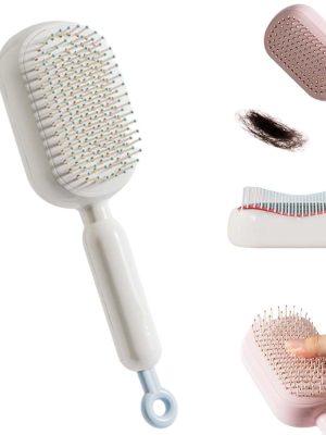 Retractable Air Cushion Massage Comb, Anti-Static Air Cushion Comb, Suitable for All Hair Types (White)