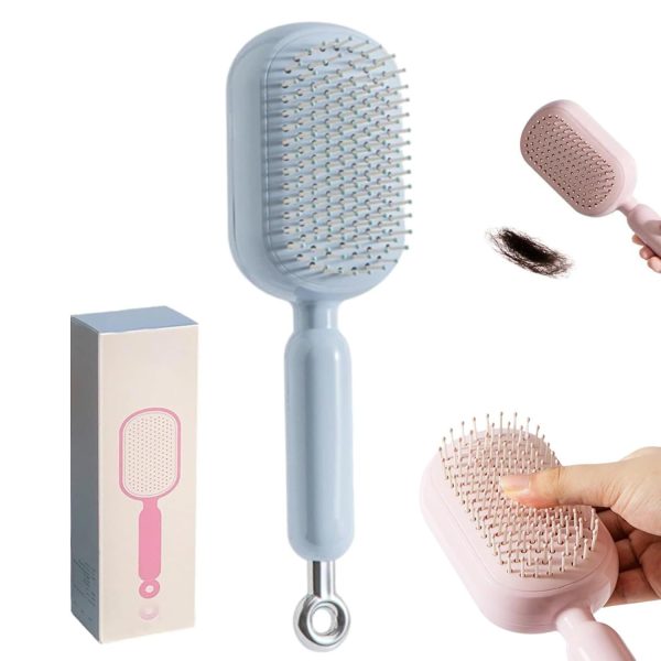 Retractable Air Cushion Massage Comb, Anti-Static, Suitable for All Hair Types (Blue)