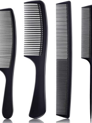 4-Piece Unisex Comb Set, High-Quality Black Carbon Fiber Hair Comb Set, Suitable for All Hair Types