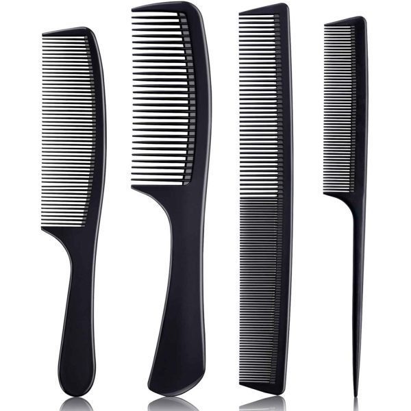 4-Piece Unisex Comb Set, High-Quality Black Carbon Fiber Hair Comb Set, Suitable for All Hair Types