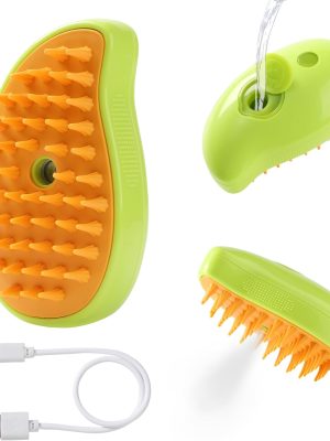 Steam Brush for Cats Shedding, 3 in 1 Steamy Water Pet Hair Removal Comb with Steamer, Comb for Dog, Indoor Cat Spray Mist Grooming Defur Brush, , Steaming Cleaning Spa