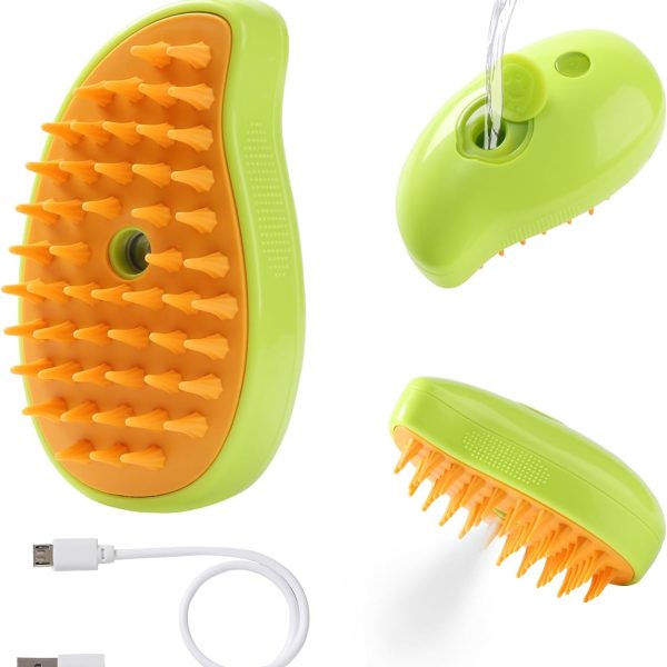 Steam Brush for Cats Shedding, 3 in 1 Steamy Water Pet Hair Removal Comb with Steamer,  Comb for Dog, Indoor Cat Spray Mist Grooming Defur Brush, , Steaming Cleaning Spa