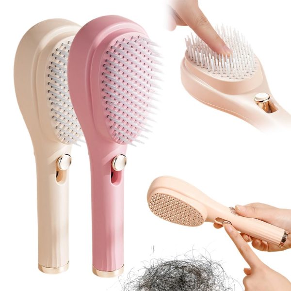 Air Cushion Massage Comb, Self-Cleaning Hair Comb, Anti-Static Detangling Comb
