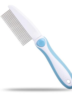 Professional Stainless Steel Grooming Comb for Dogs & Cats - Detangler for Long/Curly Hair, Removes Tough Mats, Knots & Tangles - Pain-Free Undercoat Deshedding Tool for DIY Pet Grooming