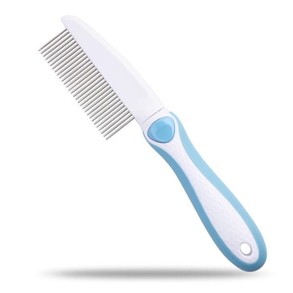 Professional Stainless Steel Grooming Comb for Dogs & Cats - Detangler for Long/Curly Hair, Removes Tough Mats, Knots & Tangles - Pain-Free Undercoat Deshedding Tool for DIY Pet Grooming