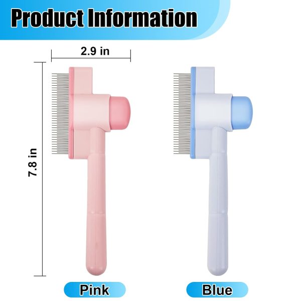 2PCS Flea Comb for Cats & Dogs – Magic Self-Cleaning Cat Grooming Brush with Stainless Steel Teeth, Cat Combs for Fleas and Ticks, Indoor Pets, Fine Tooth Comb for Kittens