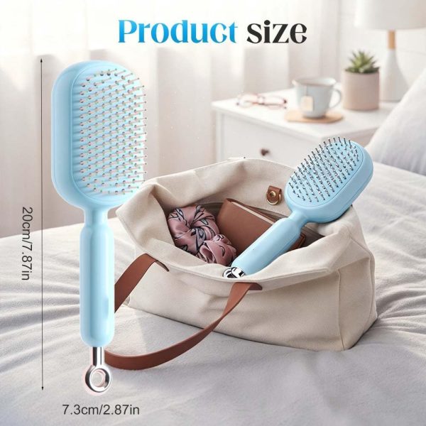 Retractable Air Cushion Massage Comb, Anti-Static, Suitable for All Hair Types (Blue)
