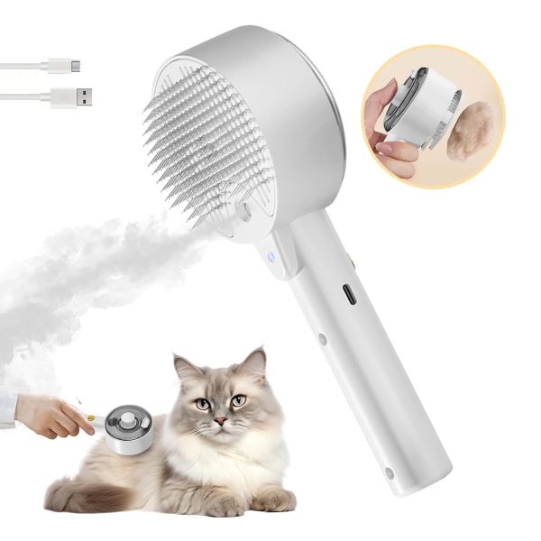 Cat Brush for Indoor Cat Steam Brush for Shedding  Defur Comb for Cats Dogs Steam Brushes for Long Short Hair Cats Dogs Pet Steam Brushes for Massage Grooming Self-Cleaning