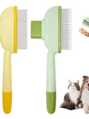 Flea Comb for Cats Dogs Brush for Shedding Pet Hair Removal Comb with Long & Short Stainless Steel Teeth for Deshedding