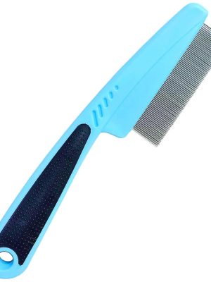 Flea Comb with Rubber Handle, Flea and Tick Combs for Dogs & Cats, Dog Comb for Grooming