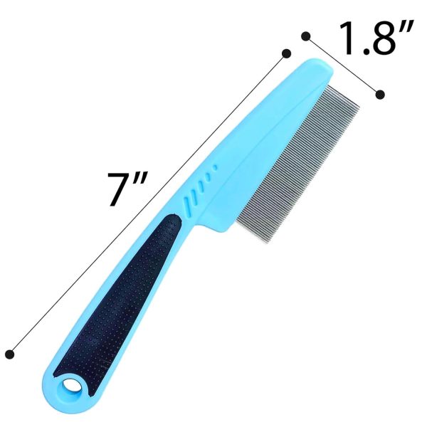 Flea Comb with Rubber Handle, Flea and Tick Combs for Dogs & Cats, Dog Comb for Grooming