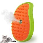 3 in 1 Cat Steamer & Brush - Silicone Massage Grooming Tool, Pet Hair Cleaning Comb for Cats & Dogs (Mango Green)