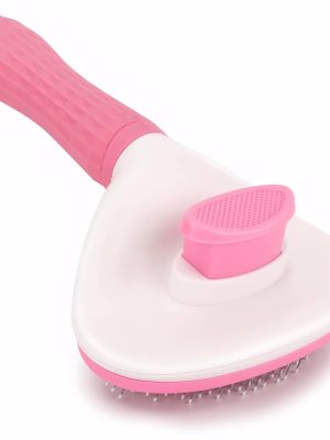 Cat Self Cleaning Brush, Pet Grooming Brush for Cats and Dogs, Easy Clean for Long or Short Haired Cats, Pink
