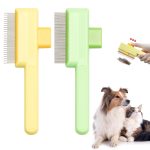 Flea Comb for Cats & Dogs Brush for Shedding Self Cleaning Pet Comb Lice Comb with Long & Short Stainless Steel Teeth Pet Hair Removal Tool