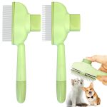 Flea Comb for Dogs and Cats with Release Button Fine Tooth Dog Comb for Grooming Massaging and Cleaning Remove Fleas Eggs Pet Hair Removal for Short and Long Hair 2 Pack