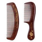 2-Piece Wooden Hair Comb, Sandalwood Fine Tooth Natural Wooden Comb, Anti-Static Detangling Comb
