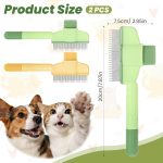 for Cats, 2PCS Pet Hair Removal Tool Cat Flea Comb & Dog Combs,with Self-Cleaning Stainless Steel Teeth,Yellow & Green