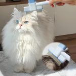 Cat Comb Flea Comb Pet Self Cleaning Upgraded Cat Brush for Long&Short Haired Cats & Dogs(Blue)