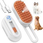 Cat Steam Brush for Shedding, 4 in 1 Rechargeable Steam Brush for Cats and Dogs, Anti-Static, Massage, Cleaning, Shedding & Combing All In One!