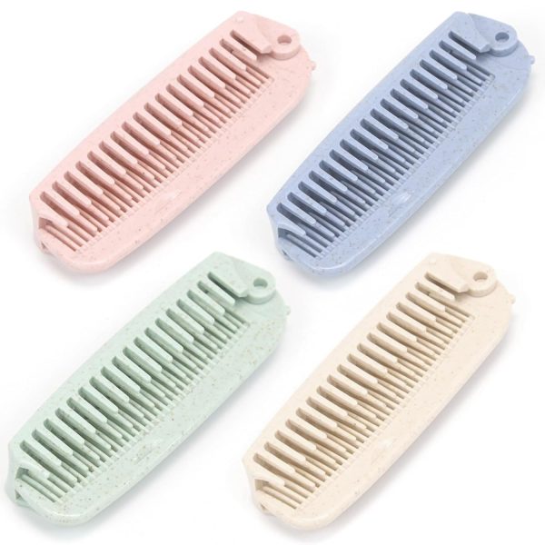 4-Piece Folding Hair Comb and Makeup Comb Set: Portable, Eco-Friendly, Unisex - Travel Essential