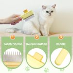 Flea Comb for Cats & Dogs Brush for Shedding Self Cleaning Pet Comb Lice Comb with Long & Short Stainless Steel Teeth Pet Hair Removal Tool