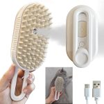 Cat Steam Brushes for Shedding, 4 in 1 Rechargeable Steam Brush for Cats and Dogs,Grooming Comb with Spray
