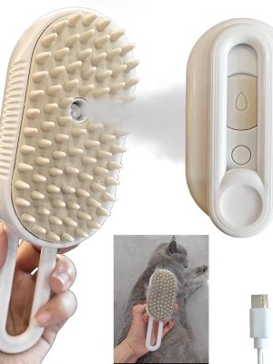 Cat Steam Brushes for Shedding, 4 in 1 Rechargeable Steam Brush for Cats and Dogs,Grooming Comb with Spray