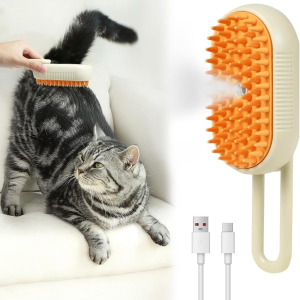 Pet Steam Brush for Cat - Cat Steam Brushes for Indoor Cats Shedding, Rechargeable Steaming Brush for Dogs, Dog Mist Water Steamer, Pet Spray Hair Removal Comb for Massage Grooming