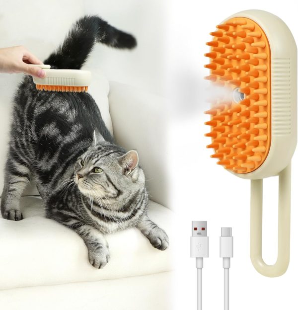 Pet Steam Brush for Cat - Cat Steam Brushes for Indoor Cats Shedding, Rechargeable Steaming Brush for Dogs, Dog Mist Water Steamer, Pet Spray Hair Removal Comb for Massage Grooming