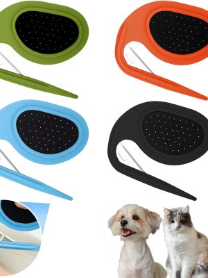 Upgraded 4Pcs Cat Dog Knotting Comb Set - Safer Non-Slip Handle Pet Grooming Tool, Universal Knot Remover Comb for Cats and Dogs, Pet Grooming Supplies (Knotting Cut Combs, Count, 1)