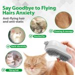 Cat Steam Brush with Release Button, 3 in 1 Rechargeable Pet Spray Water Comb for Long & Short Hair Removal, Self Cleaning Slicker Vapor Brush for Indoor Cats Dogs Rabbits Shedding Grooming