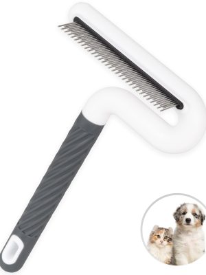 Pet Flea Comb for Dogs & Cats | Long & Short Steel Teeth|Gentle Detangling Tool | Safely Removes Tangles, Knots & Matted Fur | For Short/Long Hair Pets |