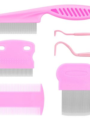 Cat & Dog Grooming Set - Fine Tooth Comb For Grooming And Removing Dandruff Flakes Remove Float Hair Tear Marks (pink)