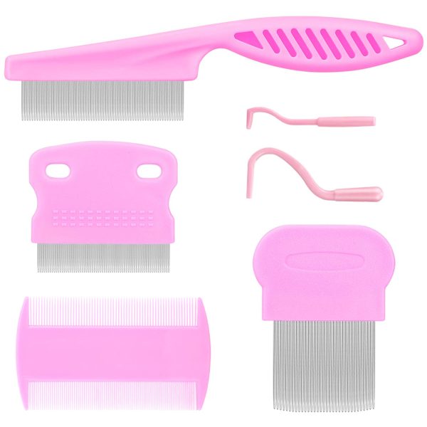Cat & Dog Grooming Set - Fine Tooth Comb For Grooming And Removing Dandruff Flakes Remove Float Hair Tear Marks (pink)
