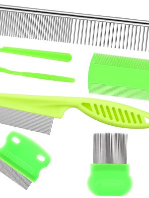 7Pcs Pet Flea Comb Fine Tooth Comb and Pet Stainless Steel Combs for Dogs Cats Pet