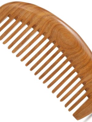 Women's Wooden Comb, Wide Tooth Comb, Suitable for Wavy Hair - Green Sandalwood