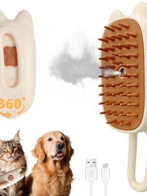 4 in 1 Cat Steam Brush for Shedding,Rechargeable Steam Brush for Cats and Dogs，Anti-Static, Massage, Cleaning, Shedding & Combing All In One for Grooming Multi-functional Pet Brushes