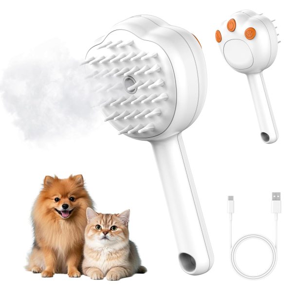 Steam Cat Brush, 6-in-1 Dog Brush  Defur Comb, Steamy Skin Friendly Deshedding Grooming Tool, Suitable for Shedding & Haired Pets, Pet Supplies Accessories,White