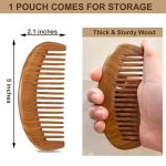 Women's Wooden Comb, Wide Tooth Comb, Suitable for Wavy Hair - Green Sandalwood