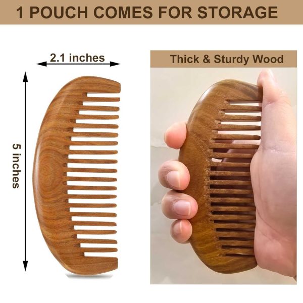 Women's Wooden Comb, Wide Tooth Comb, Suitable for Wavy Hair - Green Sandalwood