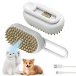 Cat Steam Brush for Shedding Dog Brush with Steam Pet Hair Cleaning Brush Comb for Spray 3 in 1 Pet Grooming for Long & Short Haired Pets –  Defur Comb for cats(Gray)