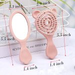 4-Piece Hair Comb Set, Small Travel Hair Comb Set, with Handheld Mirror, Air Cushion Massage Comb (Pink)